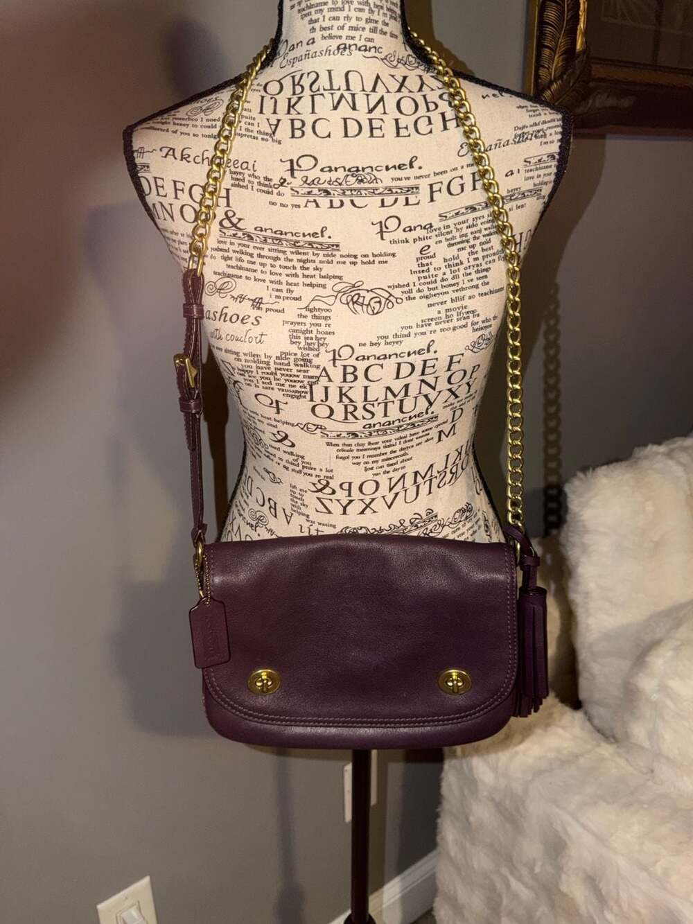Coach Legacy Leather Double Gusseted Flap Bag in Black Violet